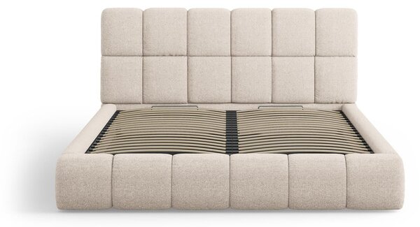 Béžová čalúnená dvojlôžková posteľ s úložným priestorom s roštom 160x200 cm Bellis – Micadoni Home