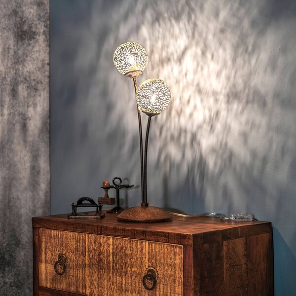Stolová lampa Paul Neuhaus Greta, hrdzavá/zlatá, kov, 2 svetlá, G9