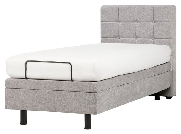Polohovateľná posteľ svetlosivá látkové čalúnenie polyester 80 x 200 cm elektrické nastavenie roštu a opierky hlavy spálňa
