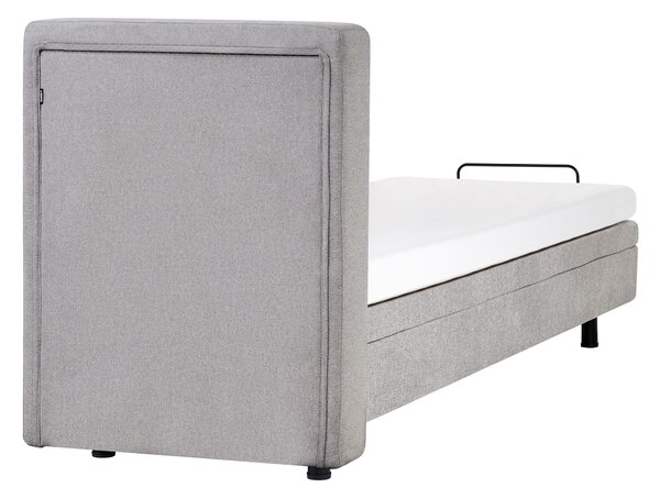 Polohovateľná posteľ svetlosivá látkové čalúnenie polyester 80 x 200 cm elektrické nastavenie roštu a opierky hlavy spálňa