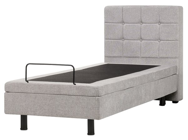 Polohovateľná posteľ svetlosivá látkové čalúnenie polyester 80 x 200 cm elektrické nastavenie roštu a opierky hlavy spálňa