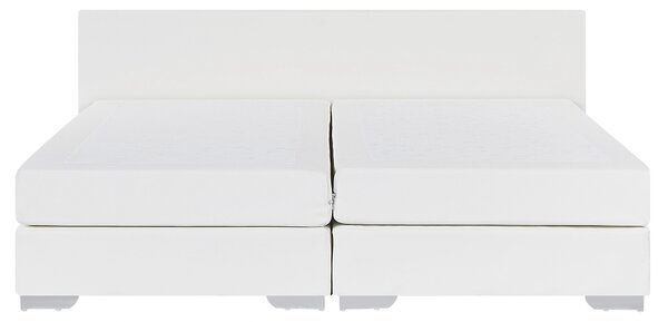 Kontinentálna posteľ biela umelá koža 160 x 200 cm vreckový pružinový matrac s čelom moderný štýl spálňa