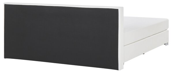 Kontinentálna posteľ biela umelá koža 160 x 200 cm vreckový pružinový matrac s čelom moderný štýl spálňa