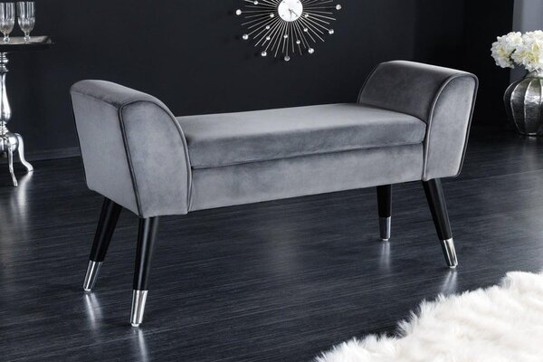 Invicta Interior - Elegantná lavica SCARLETT 90 cm šedá, zamat
