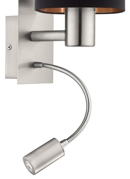 Eglo 96483 - LED Flexibilné svietidlo PASTERI 1xE27/40W+LED/3,8W čierna