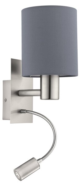 Eglo 96479 - LED Flexibilné svietidlo PASTERI 1xE27/40W+LED/3,8W šedá