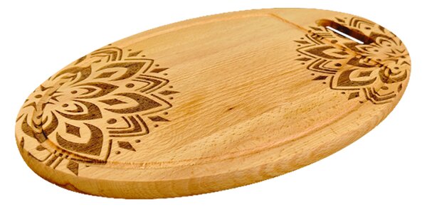 AMADEA Drevená servírovacia doska - podnos oválne mandala, masívne drevo, 38 cm