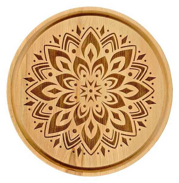AMADEA Drevená servírovacia doska - podnos mandala, masívne drevo, 30 cm