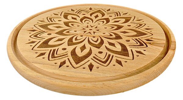 AMADEA Drevená servírovacia doska - podnos mandala, masívne drevo, 30 cm