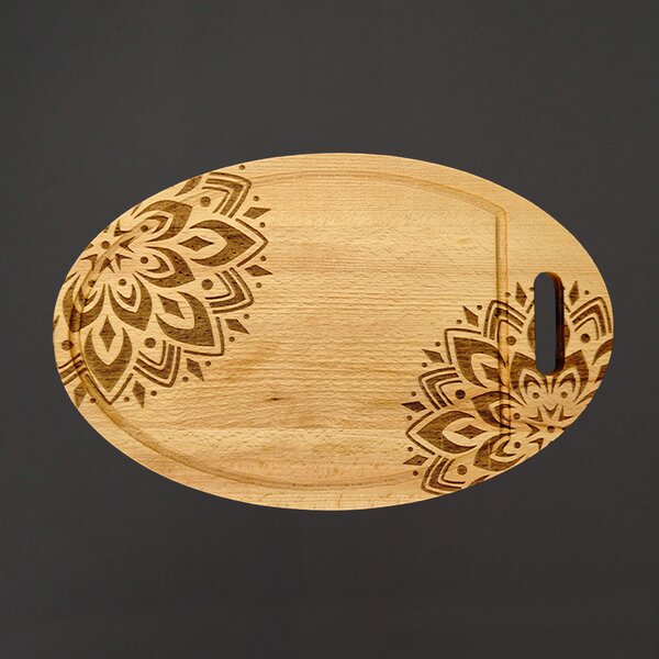 AMADEA Drevená servírovacia doska - podnos oválne mandala, masívne drevo, 38 cm