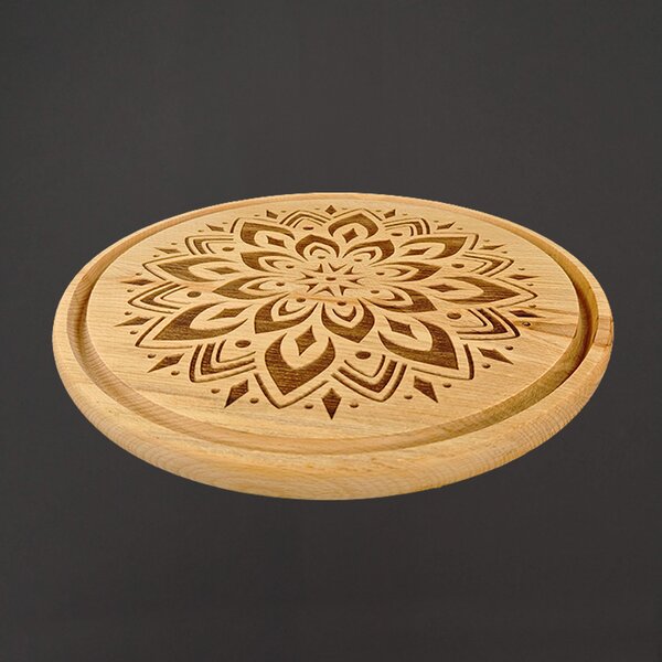 AMADEA Drevená servírovacia doska - podnos mandala, masívne drevo, 30 cm