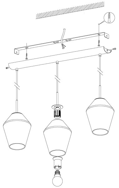Eglo 96774 - Závesný luster na lanku MURMILLO 3xE27/28W/230V
