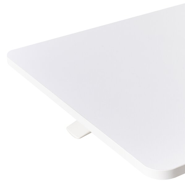 Výškovo nastaviteľný stôl na notebook biely oceľový rám 65 x 48 cm mobilný manuálne nastavenie výšky moderná kancelária