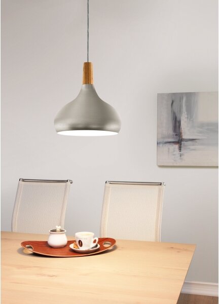 Eglo 901181-Luster na lanku SABINAR 1xE27/60W/230V pr.28cm strieborný