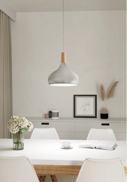 Eglo 901181-Luster na lanku SABINAR 1xE27/60W/230V pr.28cm strieborný