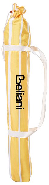 Záhradný slnečník žltá a biela polyester tyč z bukového dreva ⌀ 150 cm okrúhly nastaviteľný UV odolný retro štýl exteriér