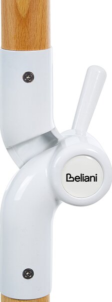 Záhradný slnečník žltá a biela polyester tyč z bukového dreva ⌀ 150 cm okrúhly nastaviteľný UV odolný retro štýl exteriér