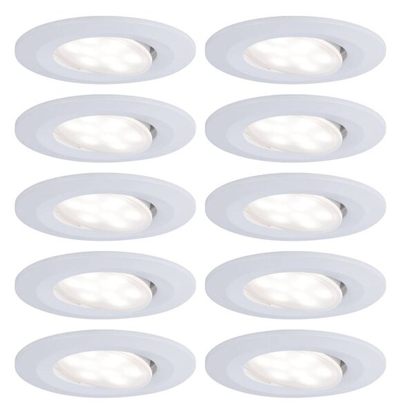Paulmann Calla, biela, stmievateľná, otočná, 4 000 K, 9 cm, sada 10 ks, Biela / opálová, Kúpeľňa, Plast, Moderný, Zapustené okrúhle