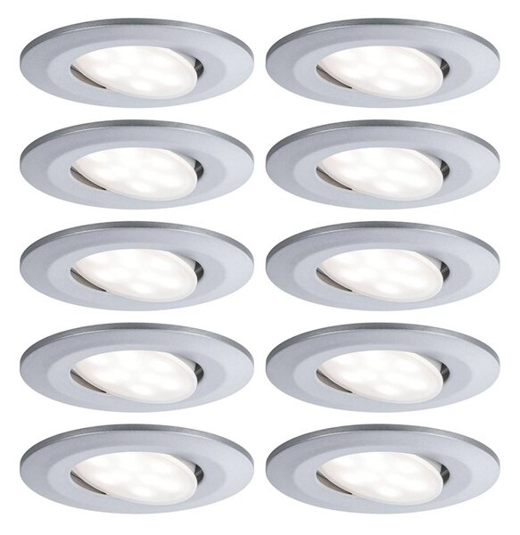 Paulmann Calla, chróm, s vypínačom, otočné, 4 000 K, 9 cm, sada 10 ks, Chrómová / strieborná, Kúpeľňa, Plast, Moderný, Zapustené okrúhle
