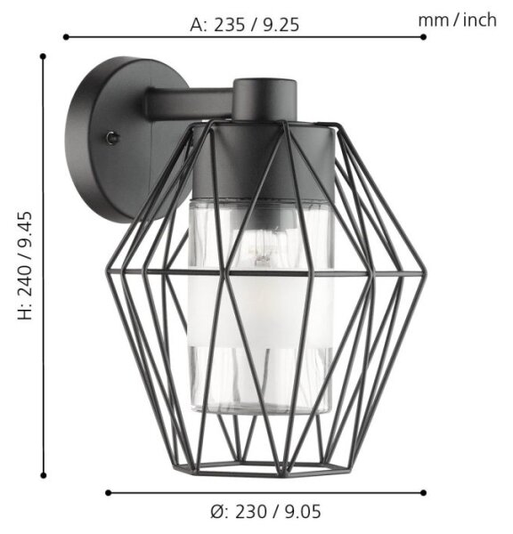 Eglo 97226 - Vonkajšie nástenné svietidlo CANOVE 1xE27/60W/230V