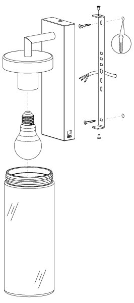 Eglo 97261 - Vonkajšie nástenné svietidlo BOVOLONE 1xE27/60W/230V