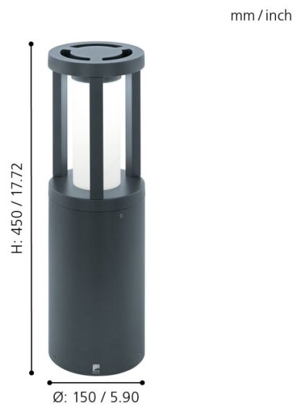 Eglo 97252 - LED vonkajšie svietidlo GISOLA LED/12W/230V IP44 450 mm