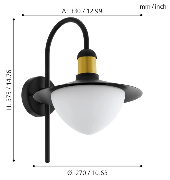 Eglo 97285 - Vonkajšie nástenné svietidlo SIRMIONE 1xE27/60W/230V
