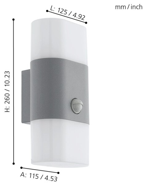 Eglo 97313 - LED Vonkajšie nástenné svietidlo so senzorom FAVRIA 1 2xLED/5,5W/230V