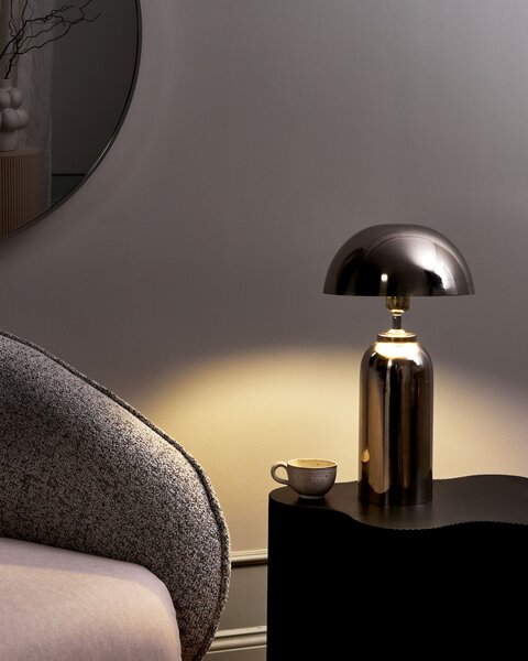 Stolná lampa strieborná kovová železná podstavec 47 cm moderný štýl obývacia izba spálňa