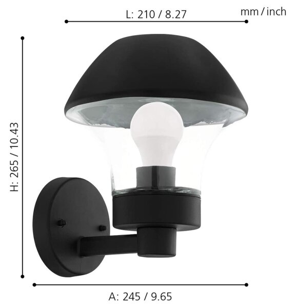 Eglo 97446 - LED Stmievateľné vonkajšie svietidlo VERLUCCA-C 1xE27/9W/230V IP44 BT