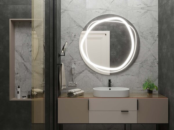 Okrúhle zrkadlo do kúpeľne s LED osvetlením C9 premium