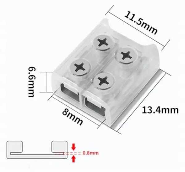 BERGE Rýchlokonektor pre COB LED pásik 8mm Double-sided Tape-Wire Screw