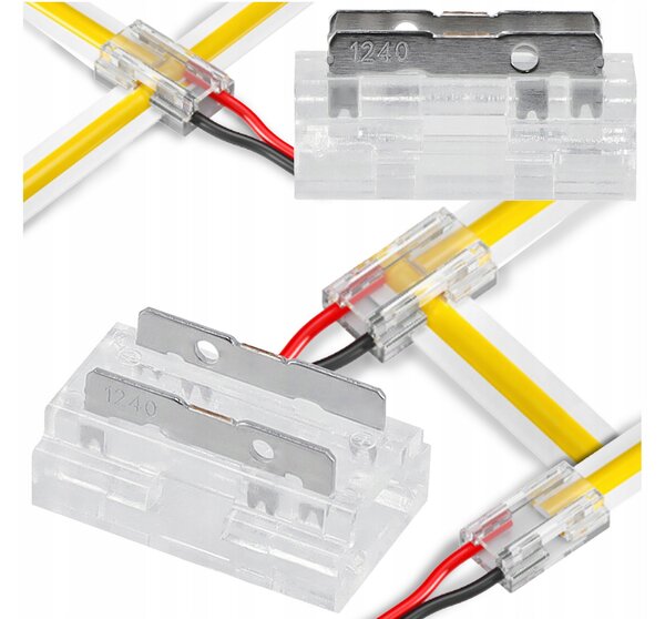 BERGE Univerzálny konektor pre COB SMD LED pásik 8mm, hranatý - zacvakávací