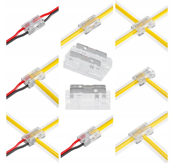 BERGE Univerzálny konektor pre COB SMD LED pásik 8mm, hranatý - zacvakávací