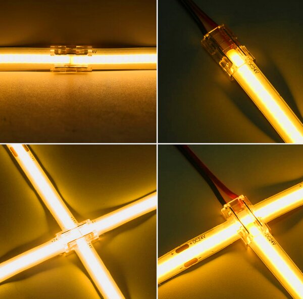 BERGE Univerzálny konektor pre COB SMD LED pásik 8mm, hranatý - zacvakávací