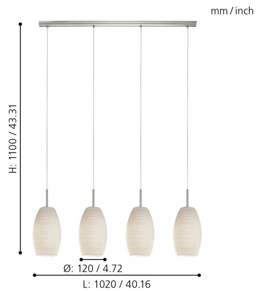 Eglo 97587 - Luster na lanku BATISTA 3 4xE27/40W/230V