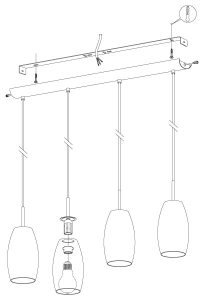 Eglo 97587 - Luster na lanku BATISTA 3 4xE27/40W/230V