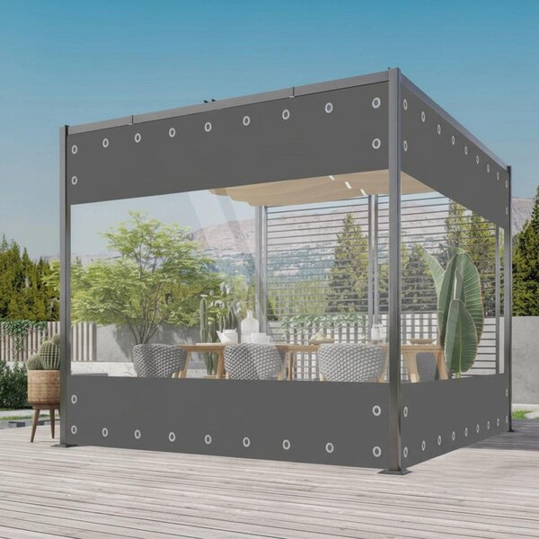 Priehľadná PVC plachta – Vodotesná – Kryt – Veranda – Strecha – Vetrolam – Sivá – 210 x 300 cm
