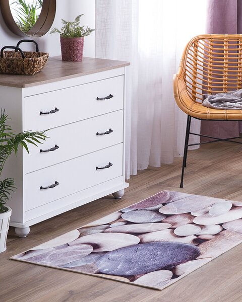 Koberec viacfarebný polyester 80 x 150 cm obdĺžnikový tvar abstraktný vzor 3D kamienky moderný štýl obývačka spálňa