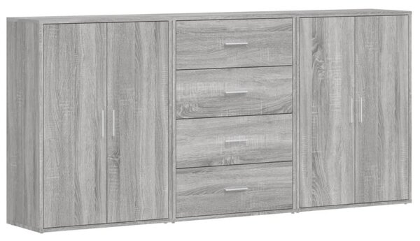 Komody 3 ks sivé sonoma 60x31x84 cm kompozitné drevo