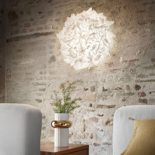 Slamp Veli Foliage Large nástenné svetlo, Ø 75 cm, Biela / opálová, Obývacia izba / jedáleň, Plast, Dizajn, Nástenné svietidlo