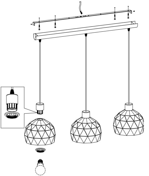 Eglo 97857 - Luster na lanku ROCCAFORTE 3xE14/40W/230V