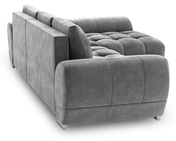 Sivá rozkladacia rohová pohovka so zamatovým poťahom Windsor & Co Sofas Nuage, pravý roh