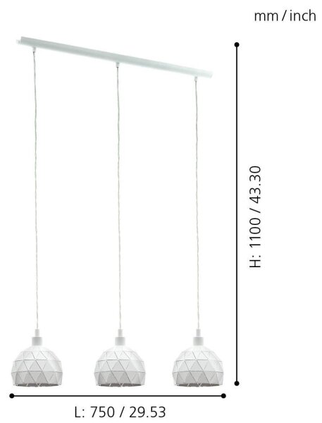 Eglo 97857 - Luster na lanku ROCCAFORTE 3xE14/40W/230V