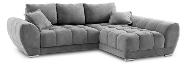 Sivá rozkladacia rohová pohovka so zamatovým poťahom Windsor & Co Sofas Nuage, pravý roh