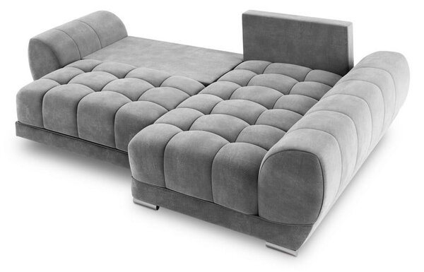 Sivá rozkladacia rohová pohovka so zamatovým poťahom Windsor & Co Sofas Nuage, pravý roh