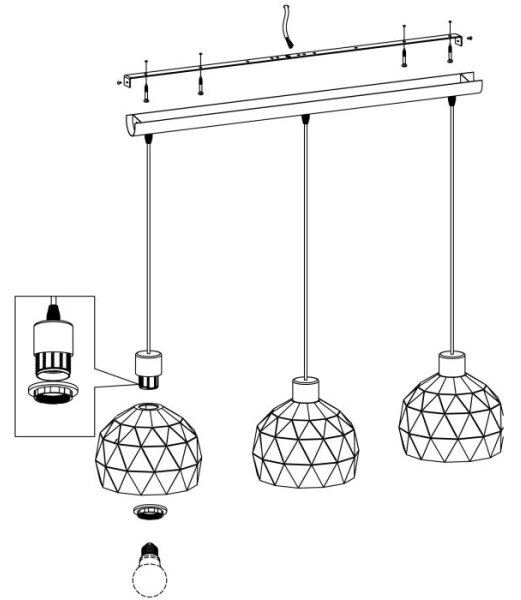 Eglo 97846 - Luster na lanku ROCCAFORTE 3xE14/40W/230V