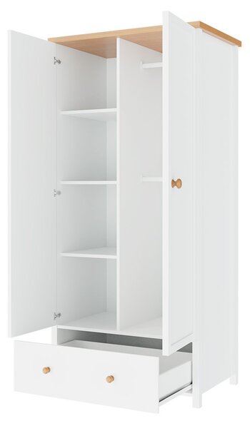 Šatníková skriňa MABARUMA 2 - 85 cm, biela / dub nash