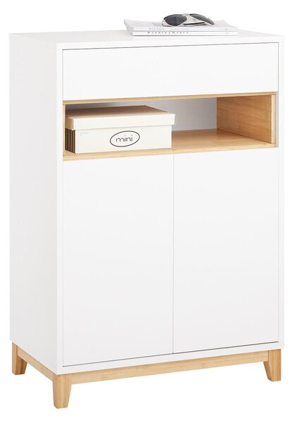 SoBuy príborník kuchynská skrinka komoda predsieň skriňa bufet kuchynská komoda úložná skriňa biela prírodná WHT cca 60x85x34cm FSB97-WN