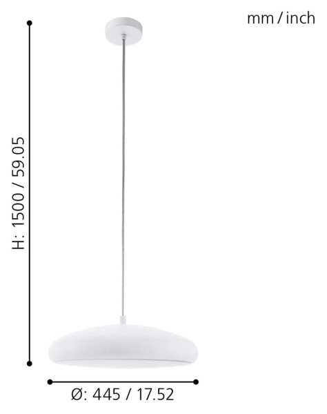 Eglo 33765-LED RGBW Stmievateľný luster na lanku RIODEVA-C LED/27W/230V 2700-6500K